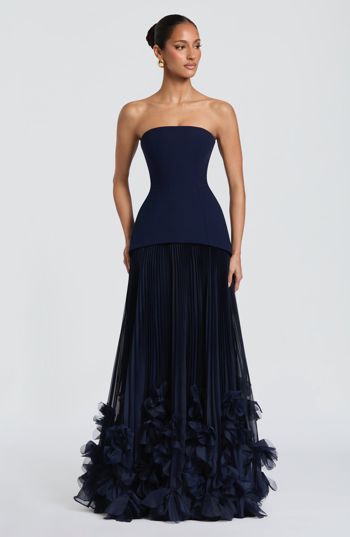Zafira Pleated Maxi Dress – Navy