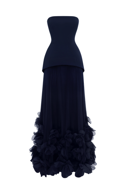 Zafira Pleated Maxi Dress – Navy
