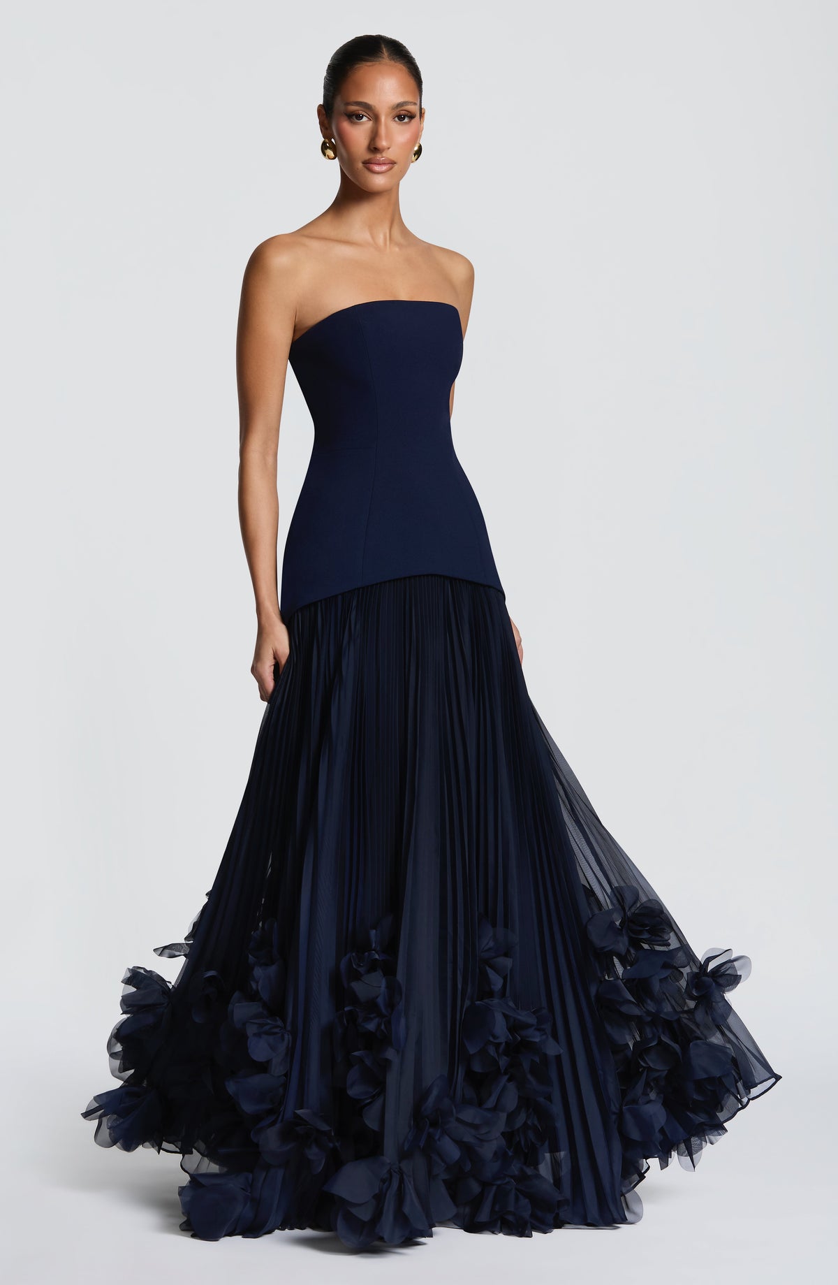 Zafira Pleated Maxi Dress – Navy