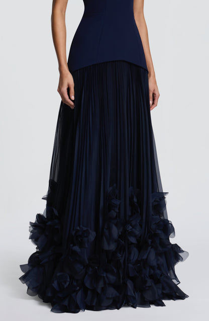 Zafira Pleated Maxi Dress – Navy