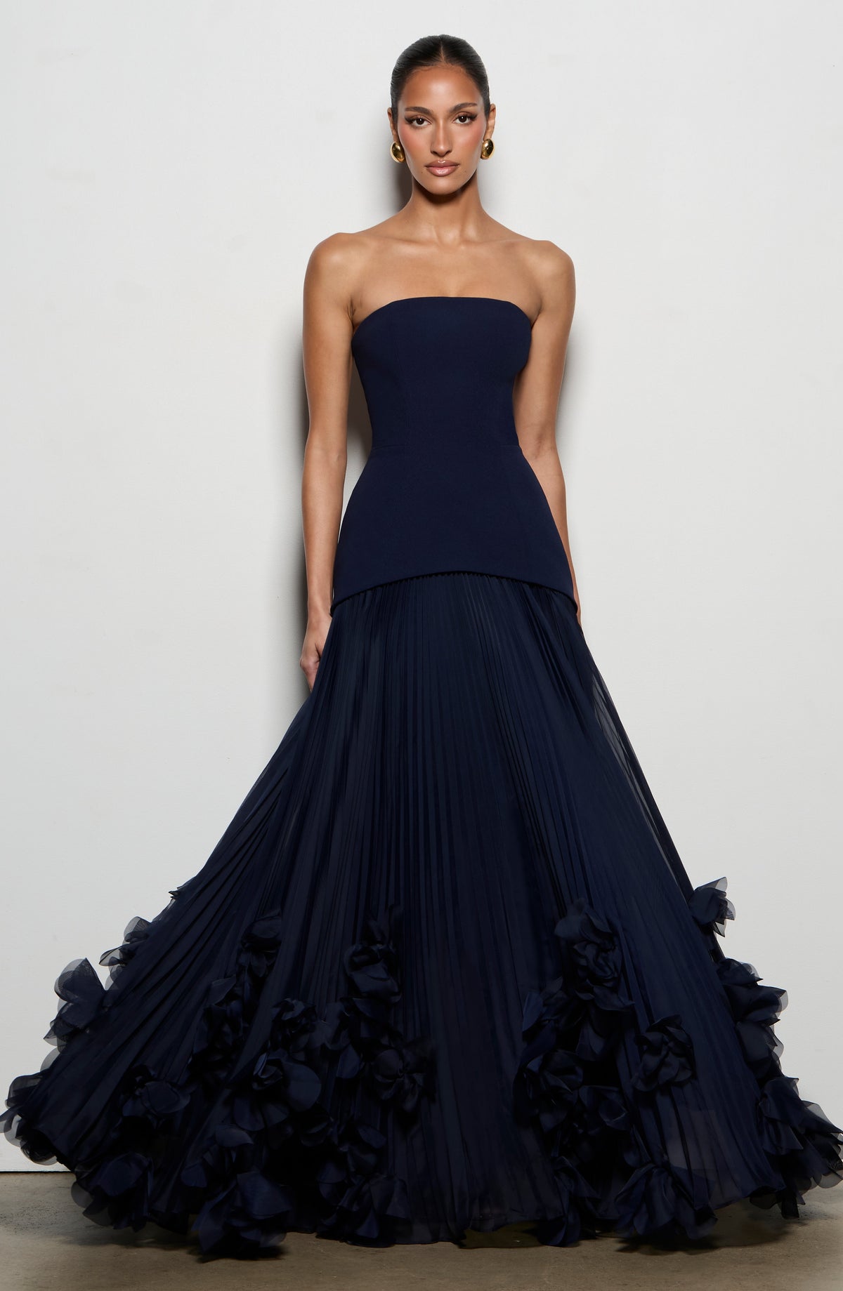 Zafira Pleated Maxi Dress – Navy