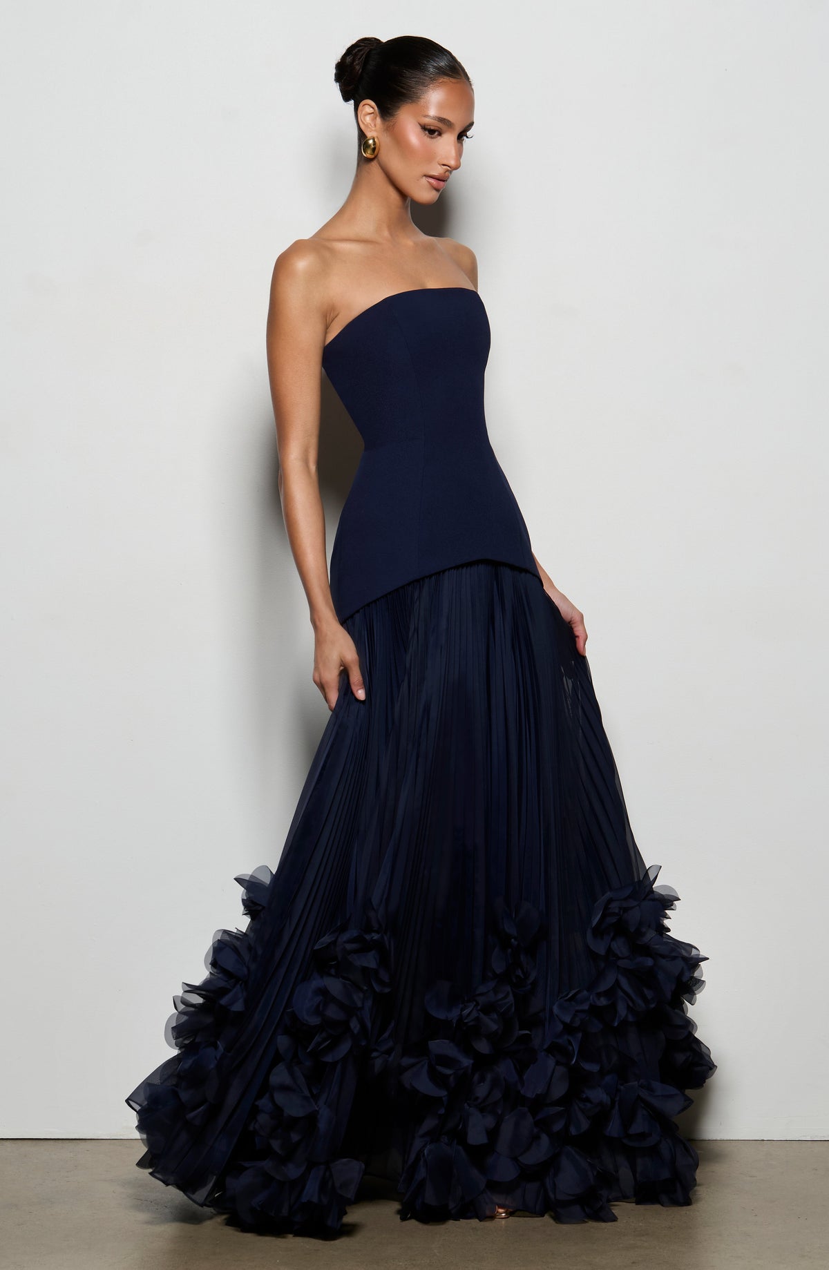 Zafira Pleated Maxi Dress – Navy