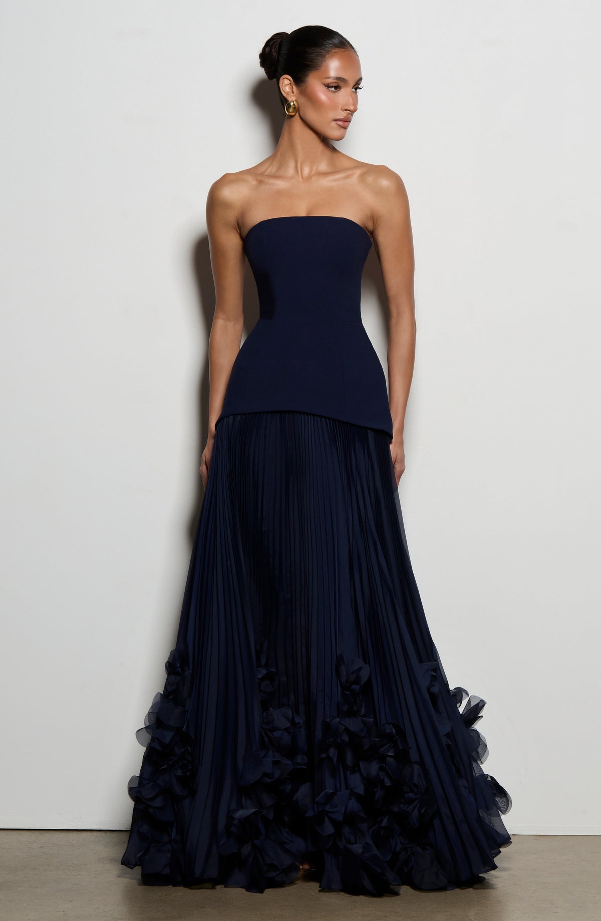 Zafira Pleated Maxi Dress – Navy