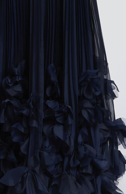 Zafira Pleated Maxi Dress – Navy
