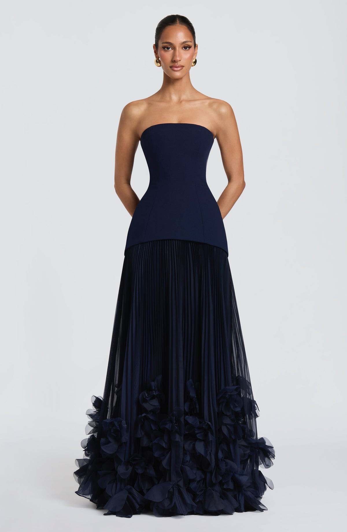 Zafira Pleated Maxi Dress – Navy