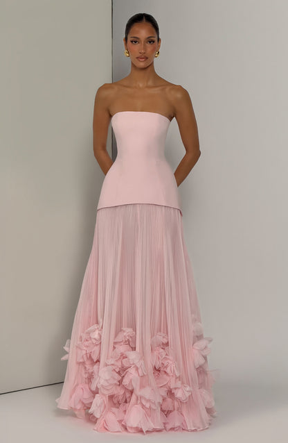 Zafira Pleated Maxi Dress – Pink
