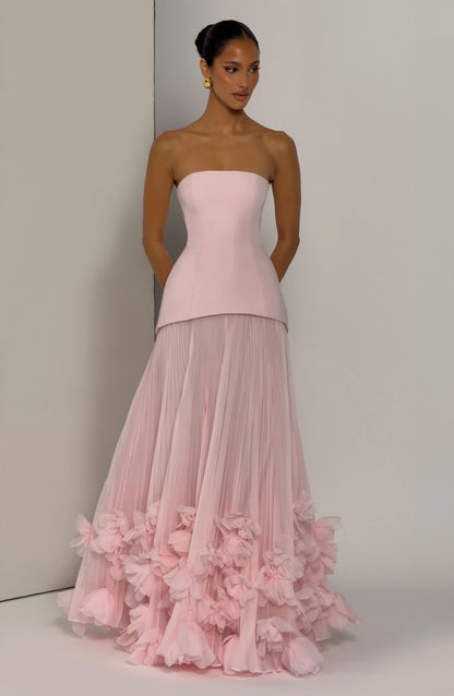 Zafira Pleated Maxi Dress – Pink
