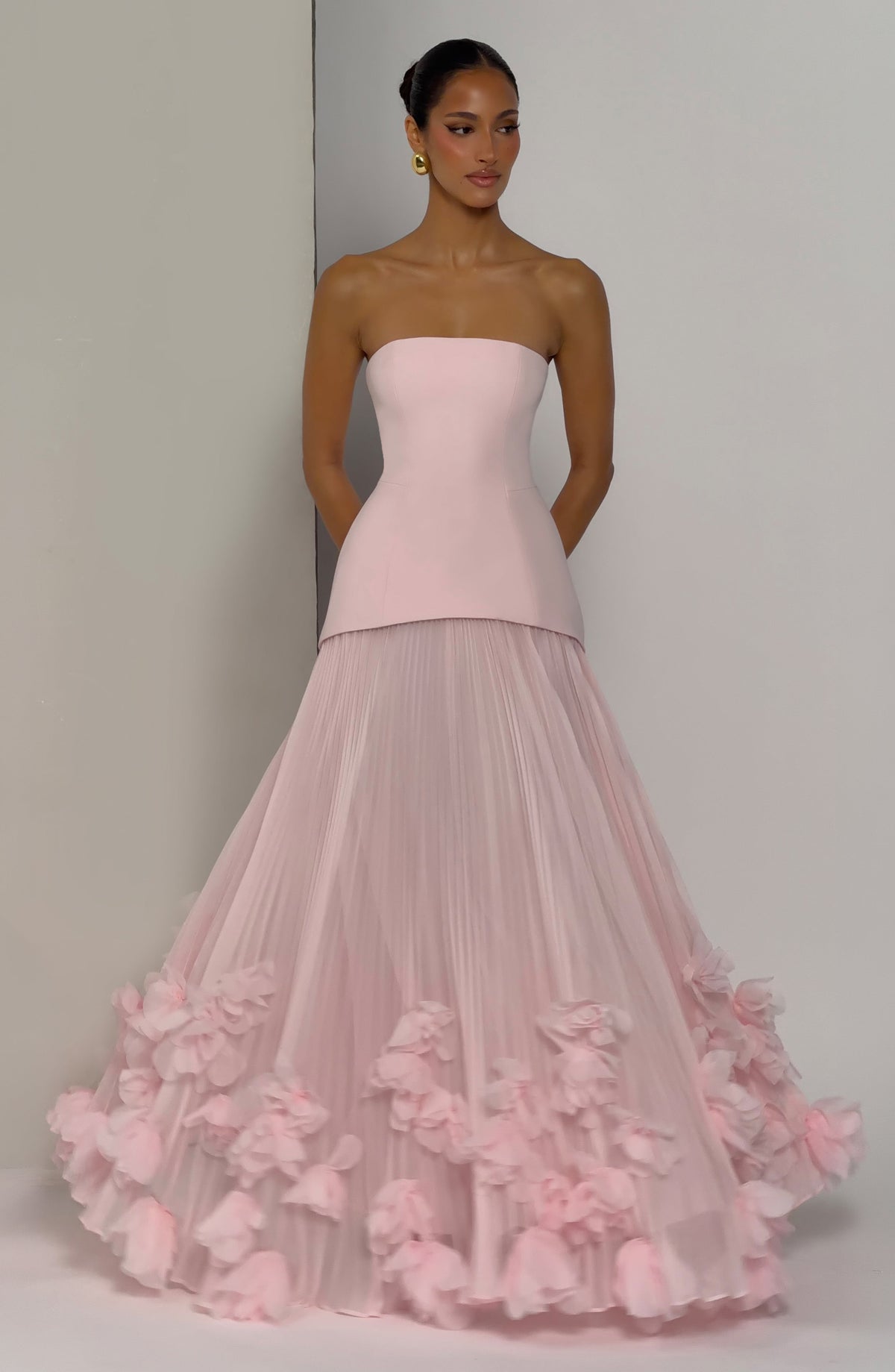 Zafira Pleated Maxi Dress – Pink