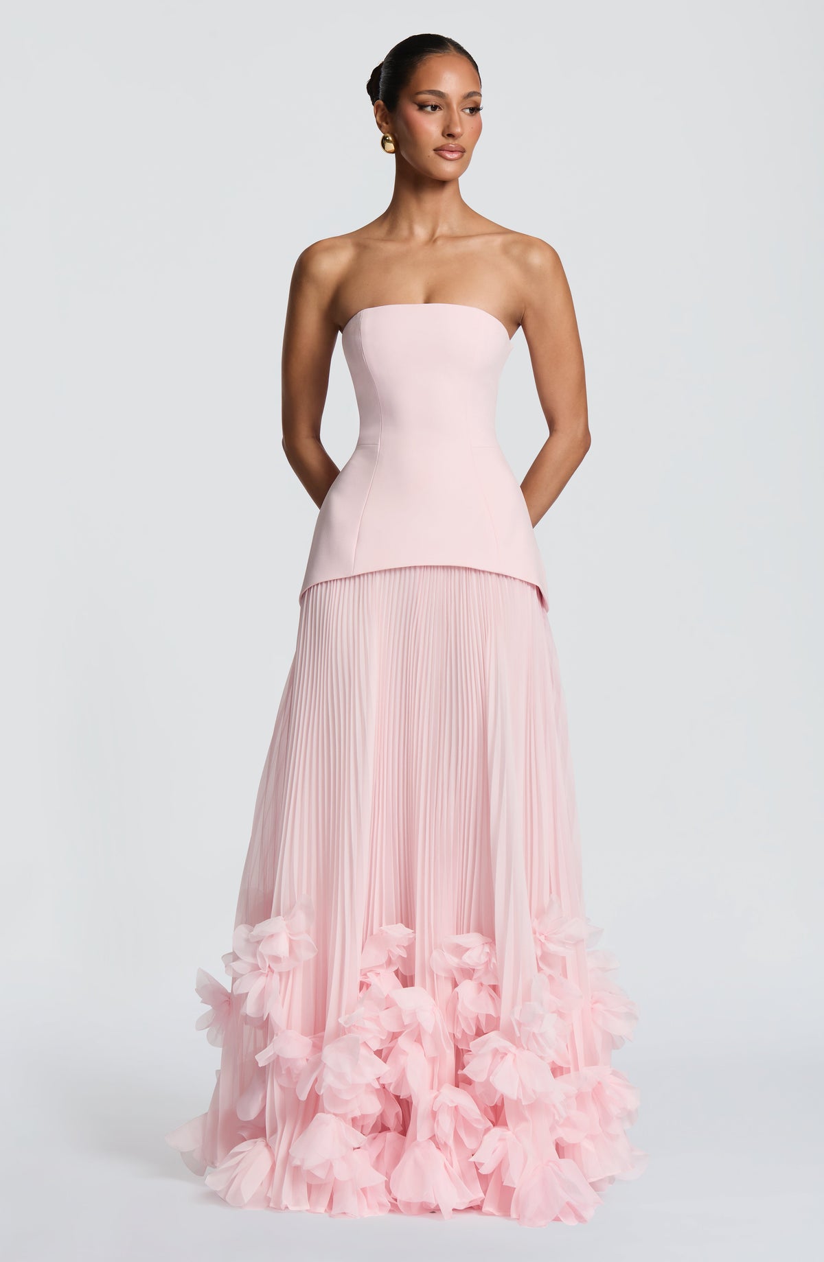 Zafira Pleated Maxi Dress – Pink