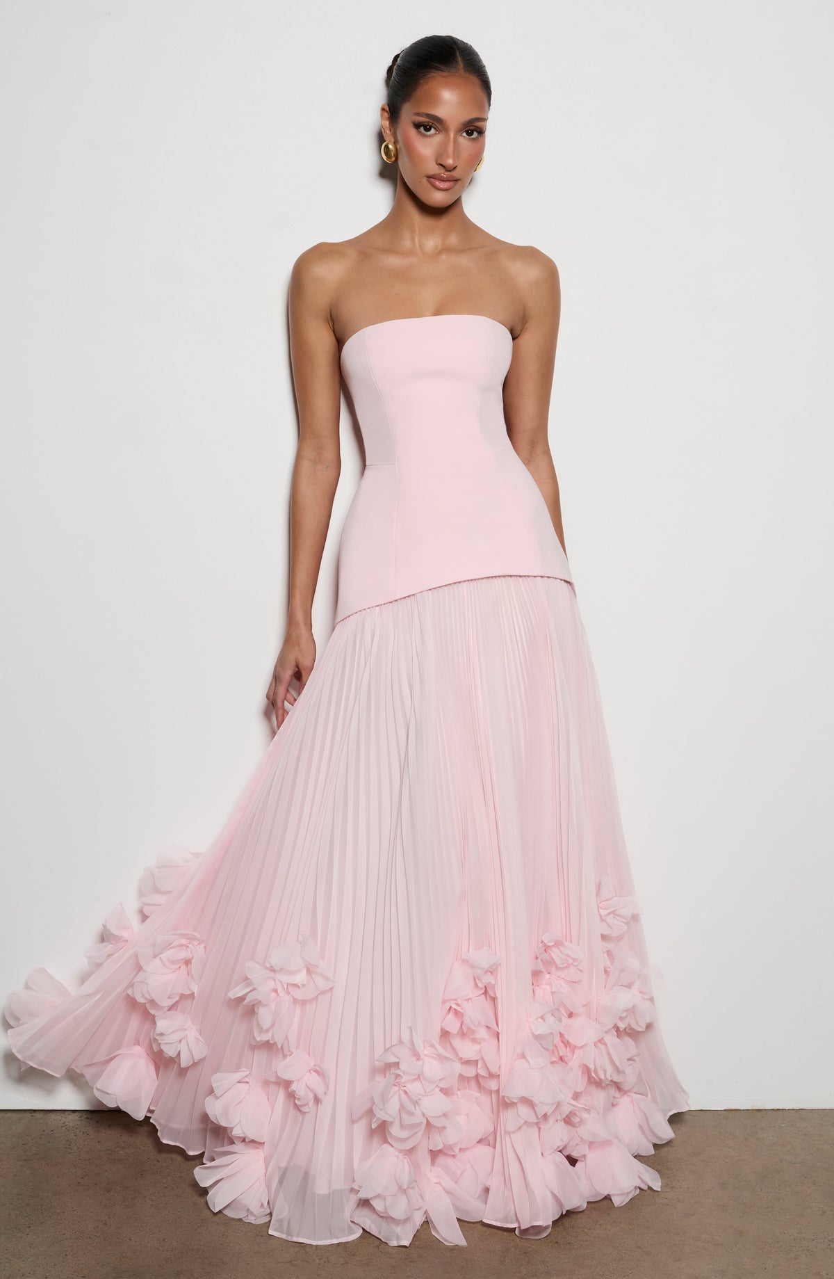 Zafira Pleated Maxi Dress – Pink