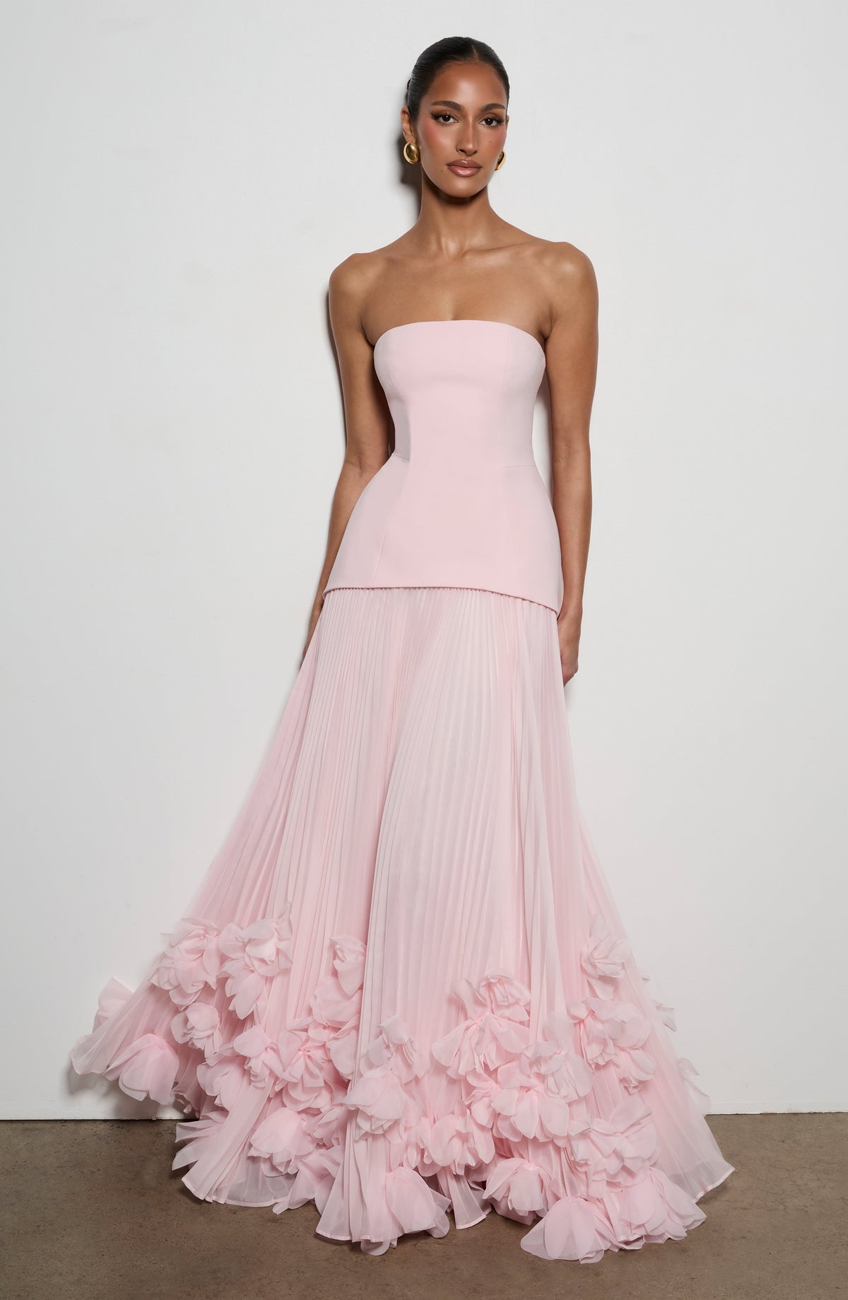 Zafira Pleated Maxi Dress – Pink