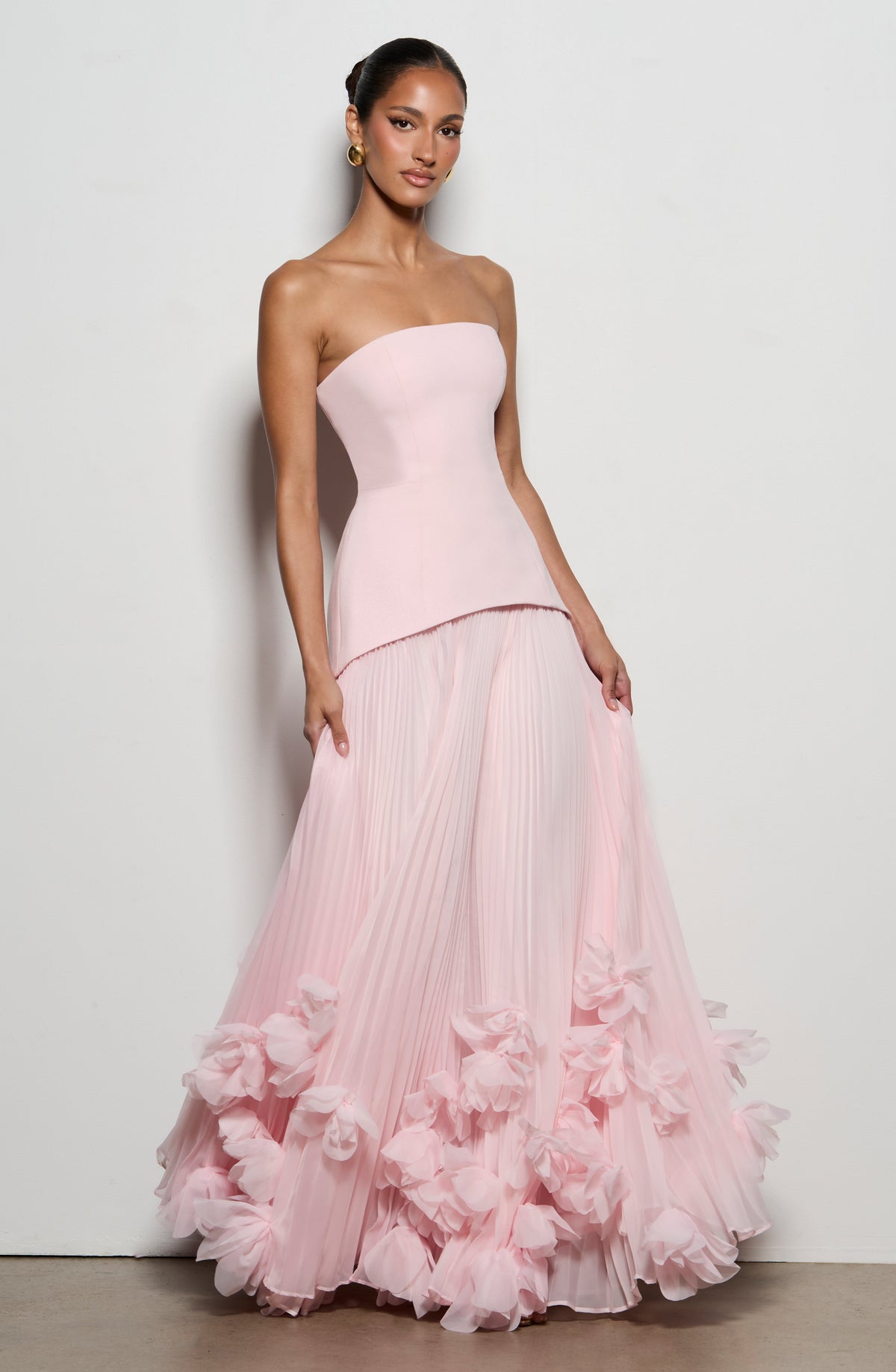 Zafira Pleated Maxi Dress – Pink