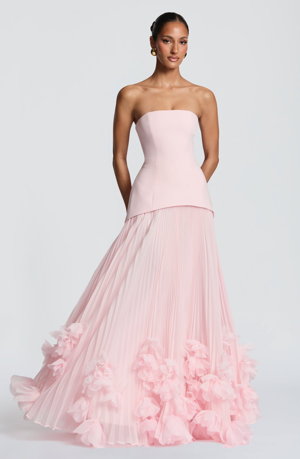 Zafira Pleated Maxi Dress – Pink