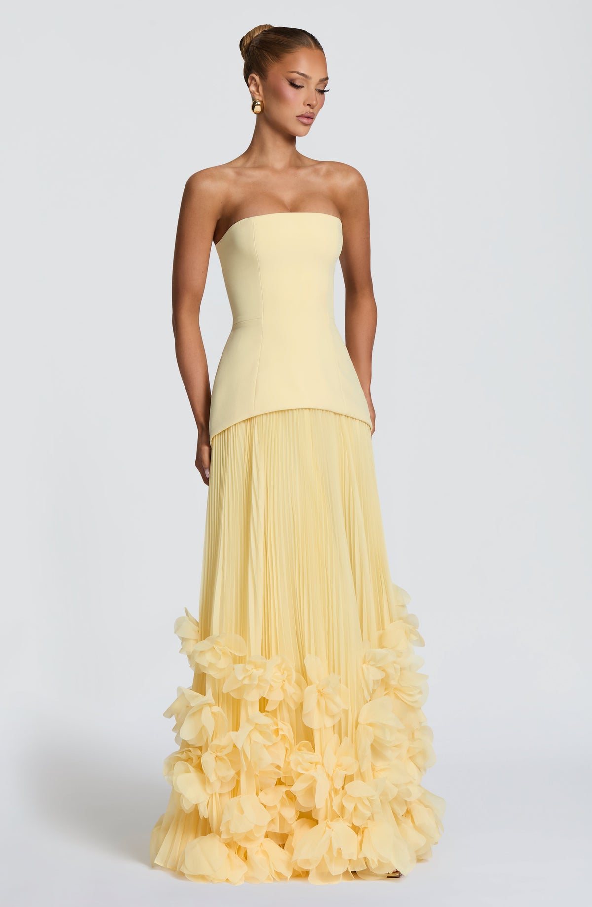 Zafira Pleated Maxi Dress – Yellow
