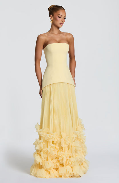 Zafira Pleated Maxi Dress – Yellow