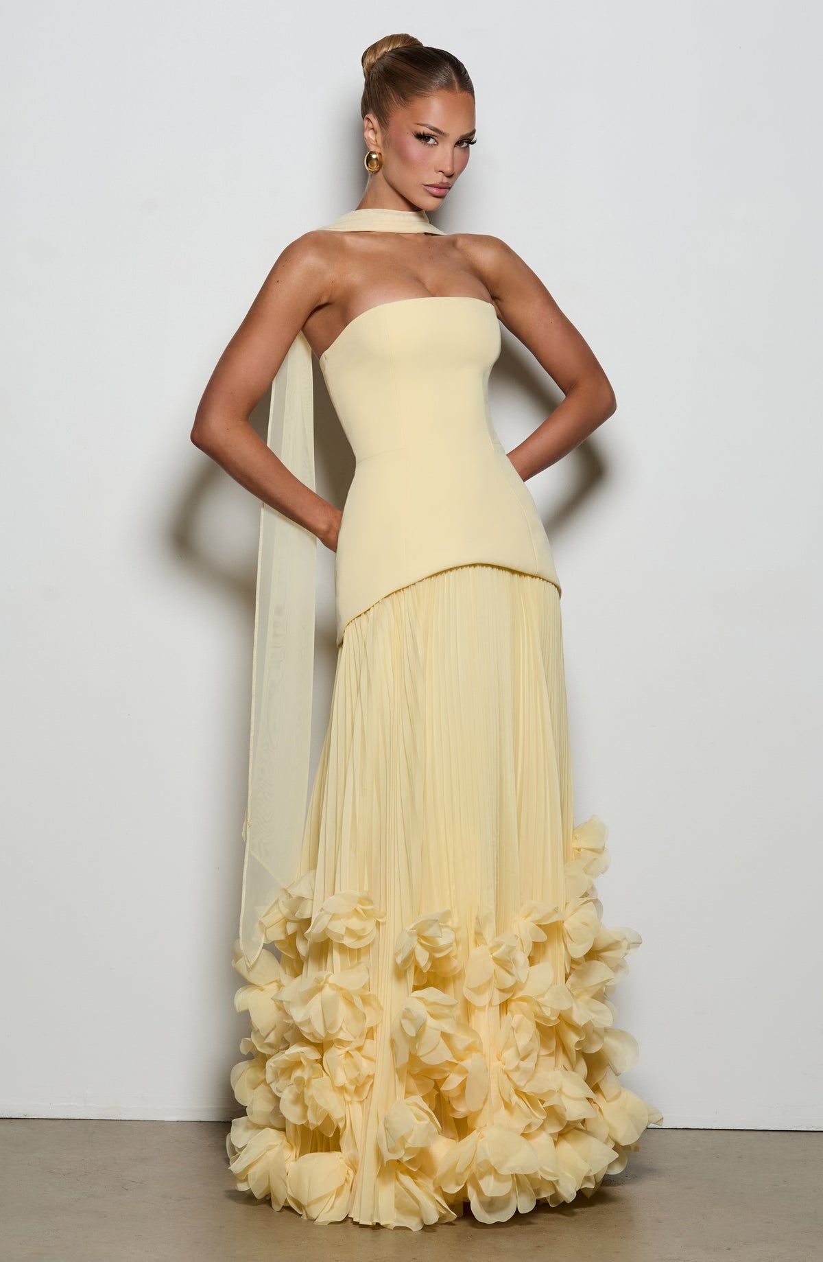 Zafira Pleated Maxi Dress – Yellow