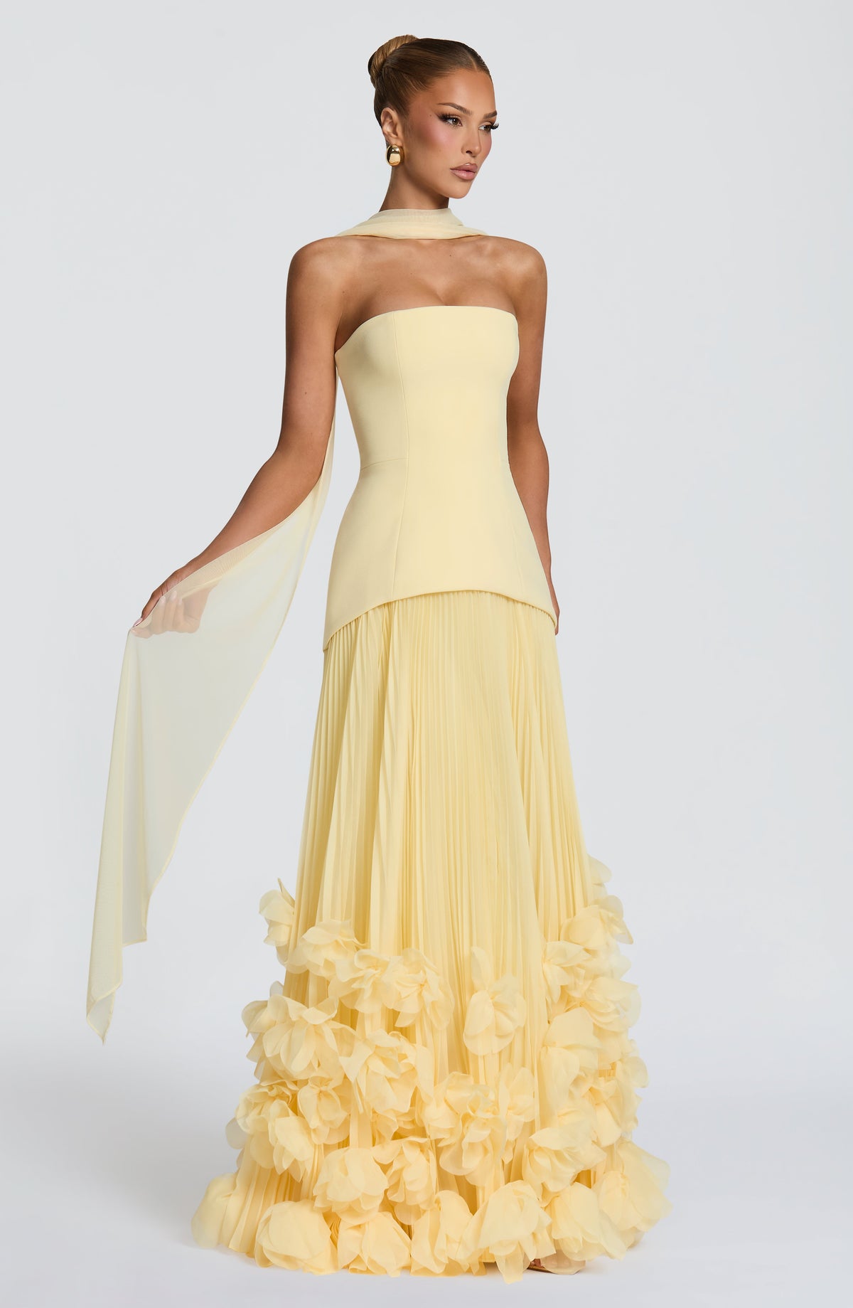 Zafira Pleated Maxi Dress – Yellow