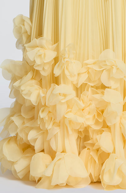 Zafira Pleated Maxi Dress – Yellow