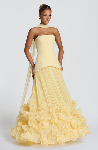 Zafira Pleated Maxi Dress – Yellow