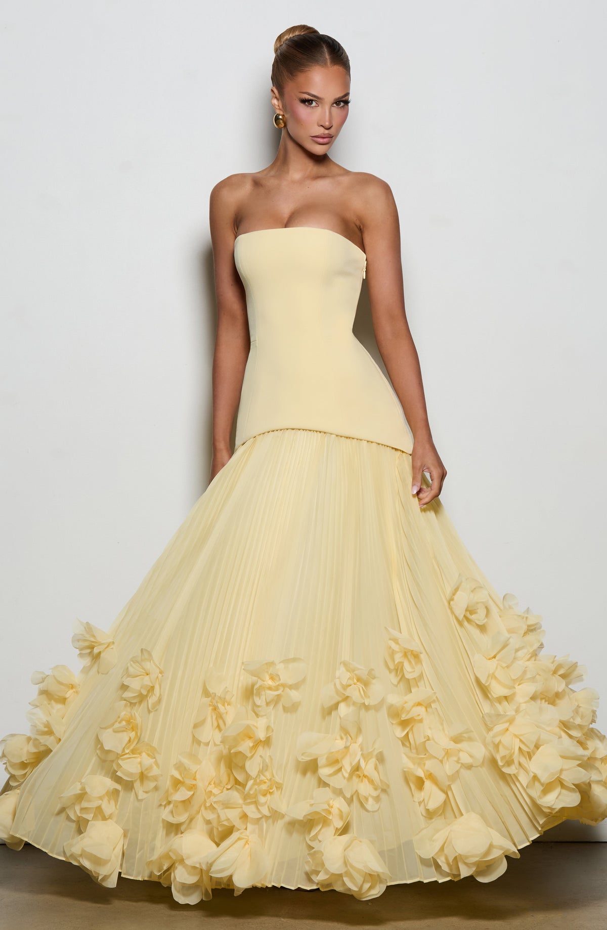 Zafira Pleated Maxi Dress – Yellow