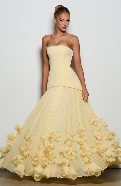 Zafira Pleated Maxi Dress – Yellow
